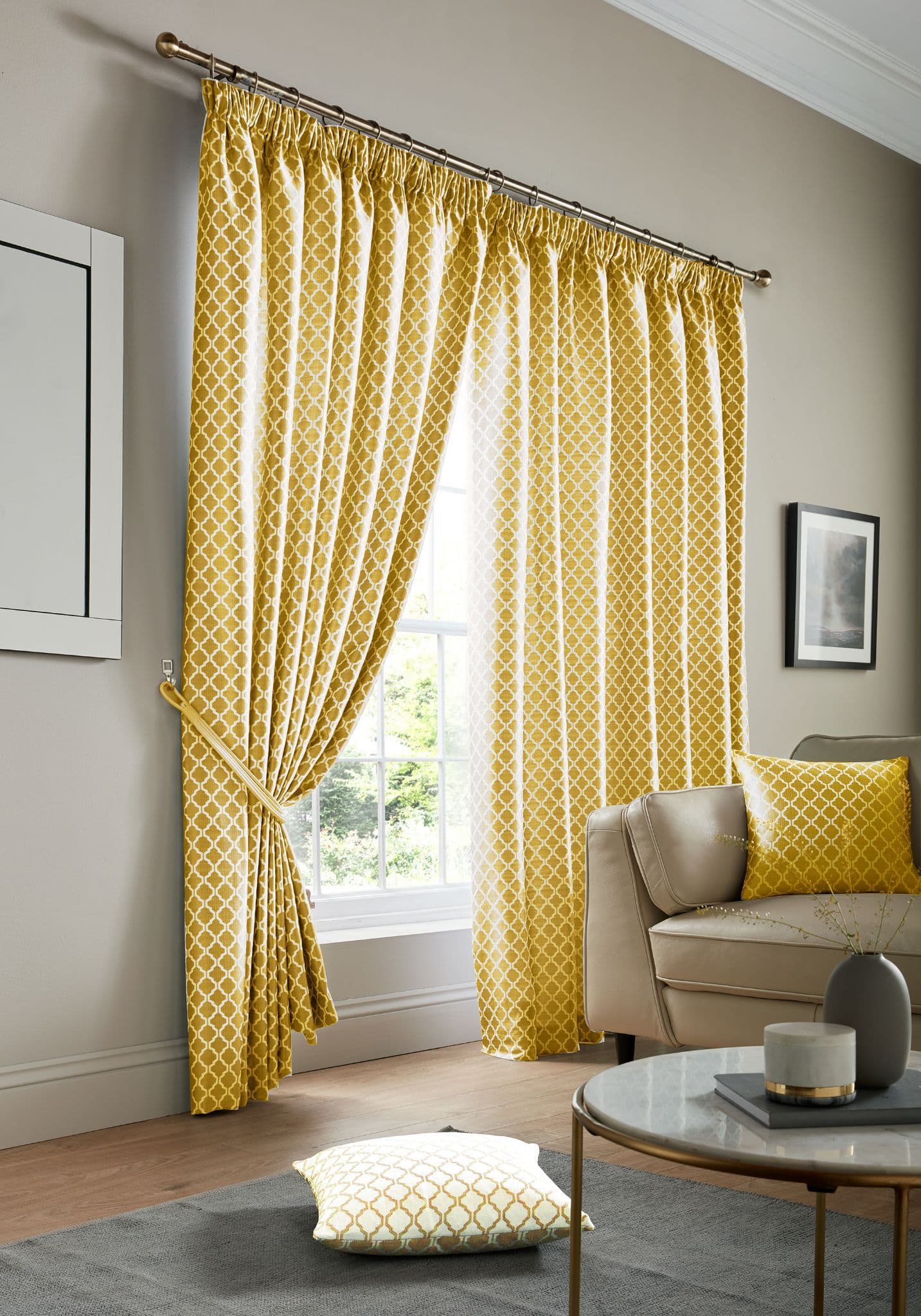 Alan Symonds Cotswold Pencil Pleat Curtains - Ochre