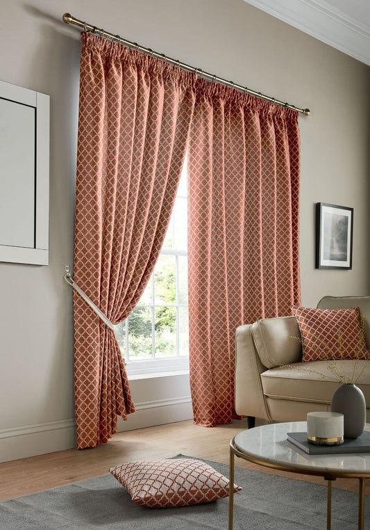 Alan Symonds Cotswold Pencil Pleat Curtains - Orange