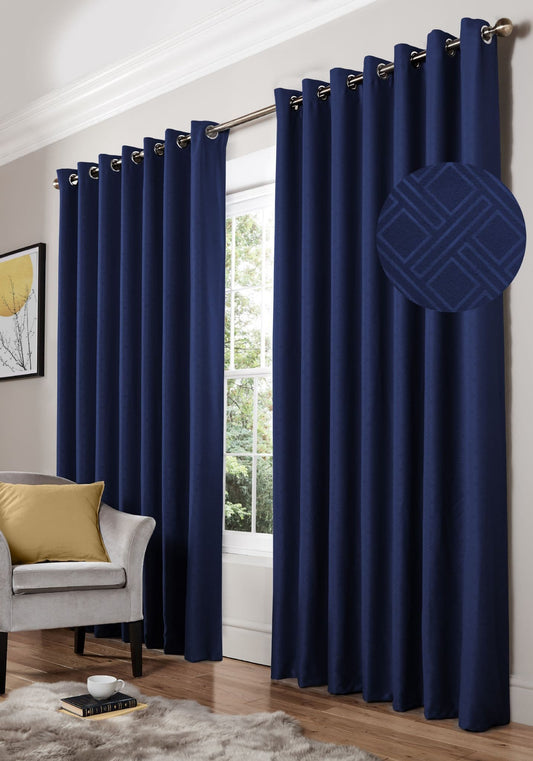 Alan Symonds Diamond Eyelet Curtains - Blue