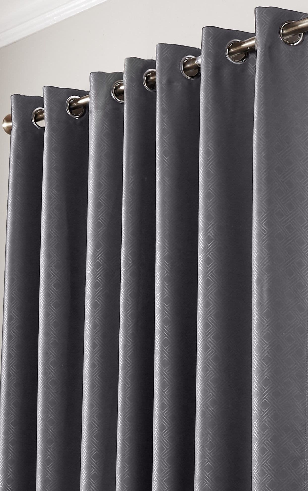 Alan Symonds Diamond Eyelet Curtains - Charcoal