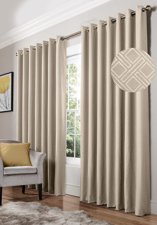 Alan Symonds Diamond Eyelet Curtains - Cream