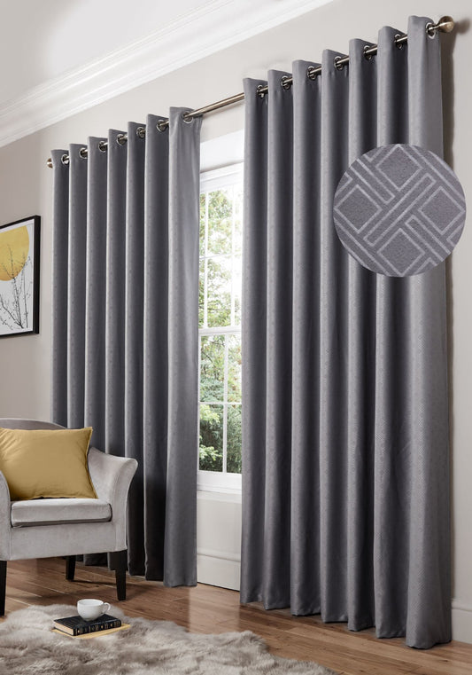 Alan Symonds Diamond Eyelet Curtains - Silver