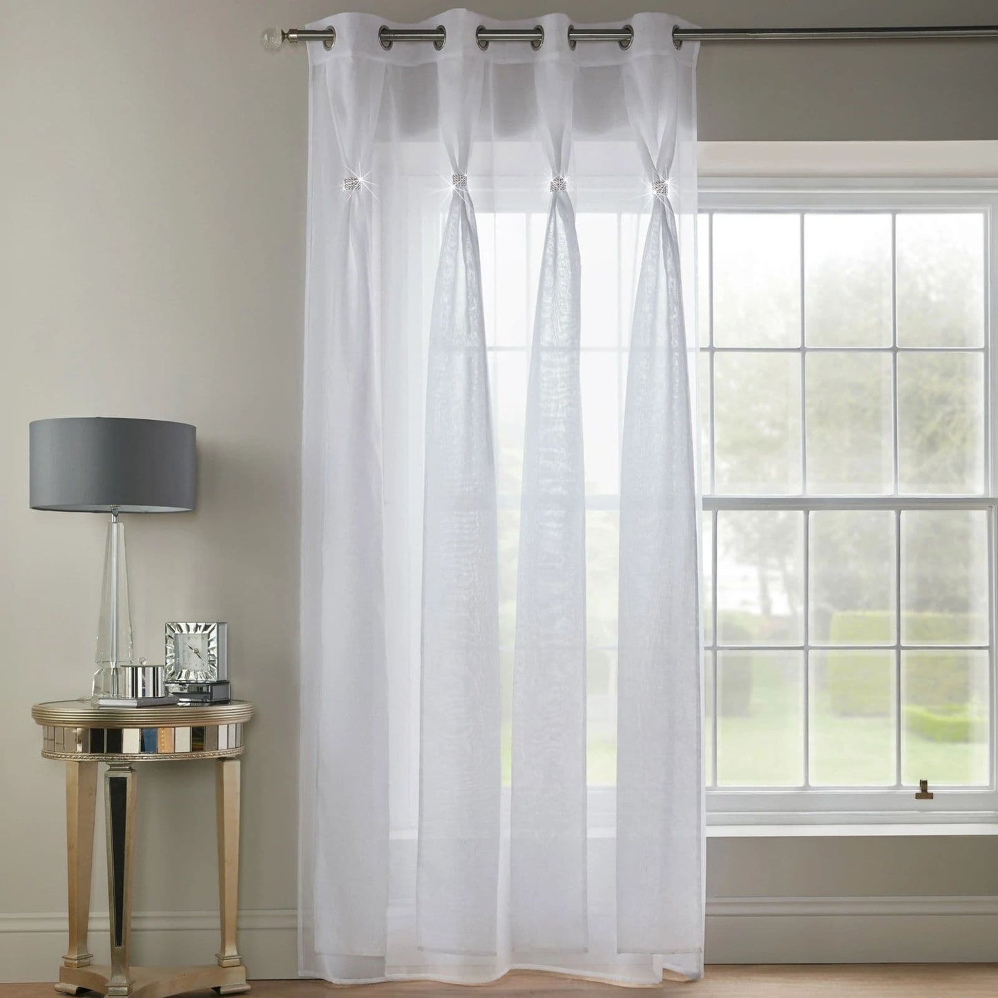 Alan Symonds Diana Eyelet Voile Panel - White