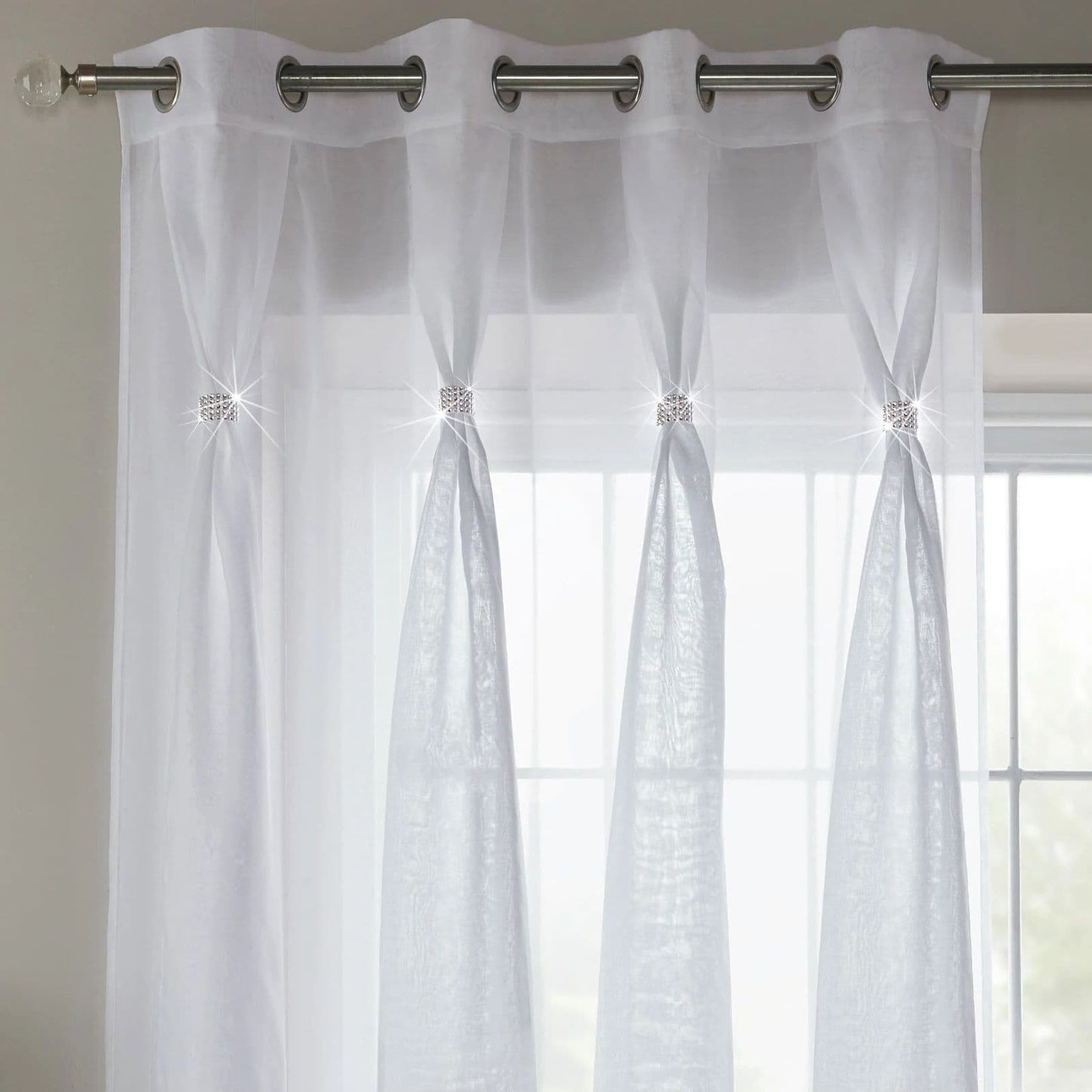 Alan Symonds Diana Eyelet Voile Panel - White