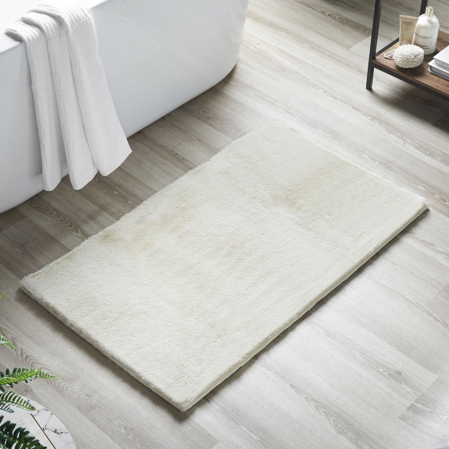 Alan Symonds Faux Rabbit Fur 2-Piece Bath Mat Set - Ivory