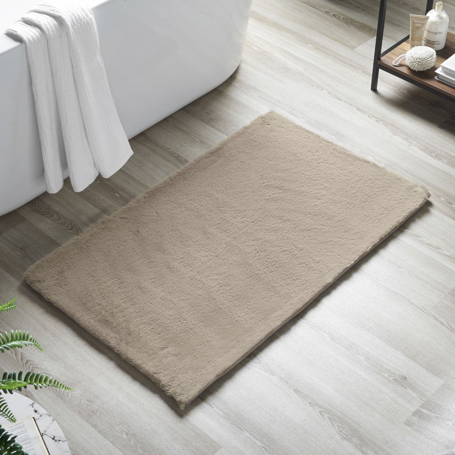 Alan Symonds Faux Rabbit Fur 2-Piece Bath Mat Set - Mink