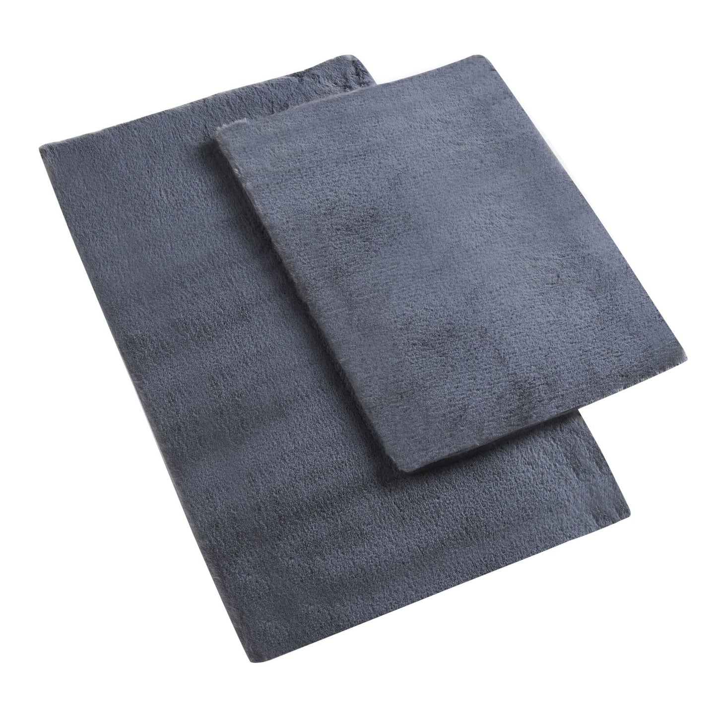 Alan Symonds Faux Rabbit Fur 2-Piece Bath Mat Set - Silver