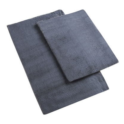Alan Symonds Faux Rabbit Fur 2-Piece Bath Mat Set - Silver