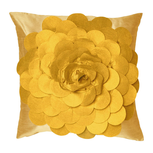 Alan Symonds Felt Flower Filled Cushion - Ochre