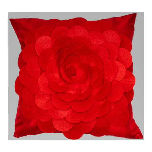 Alan Symonds Felt Flower Filled Cushion - Red