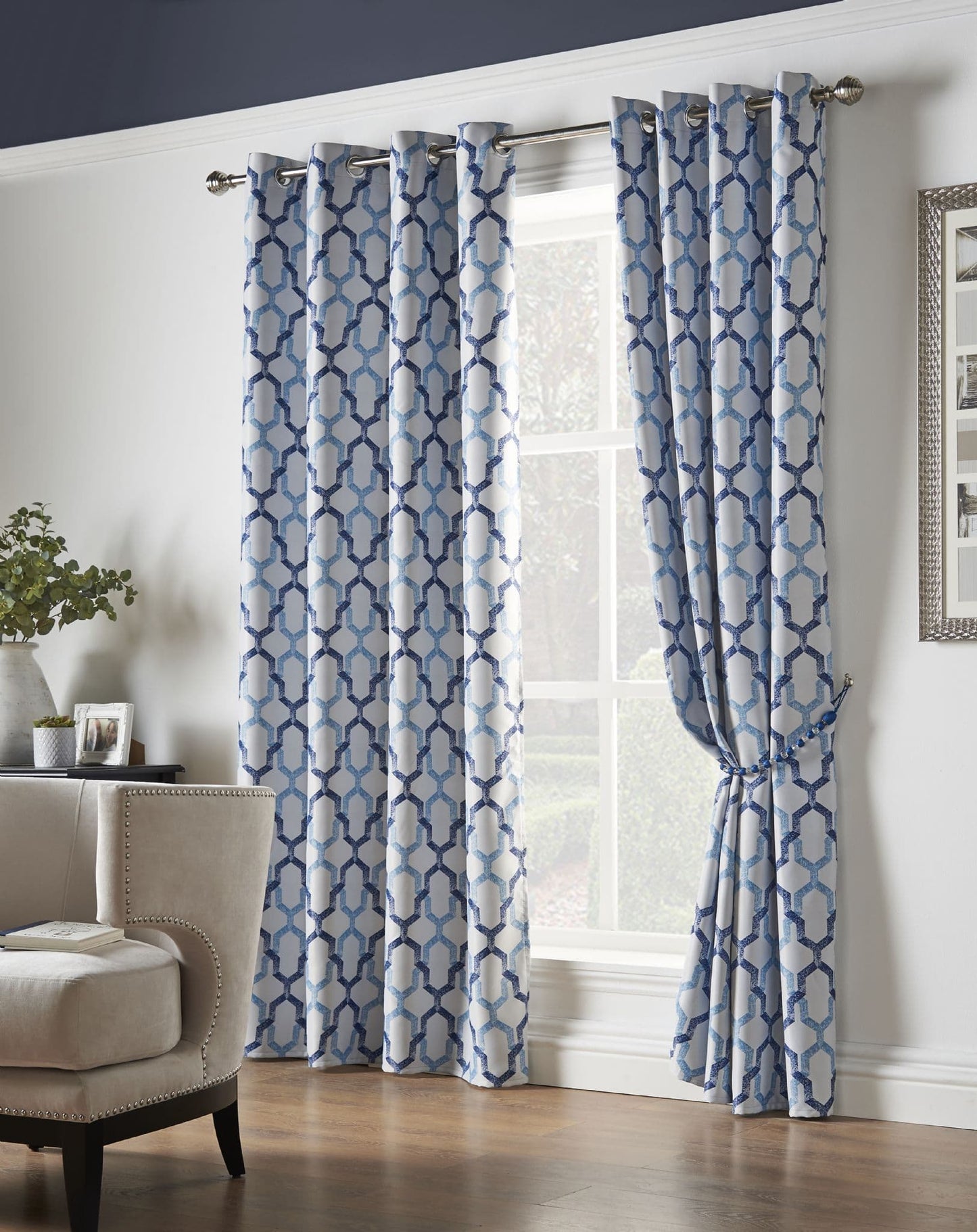 Alan Symonds Georgia Eyelet Curtains - Blue