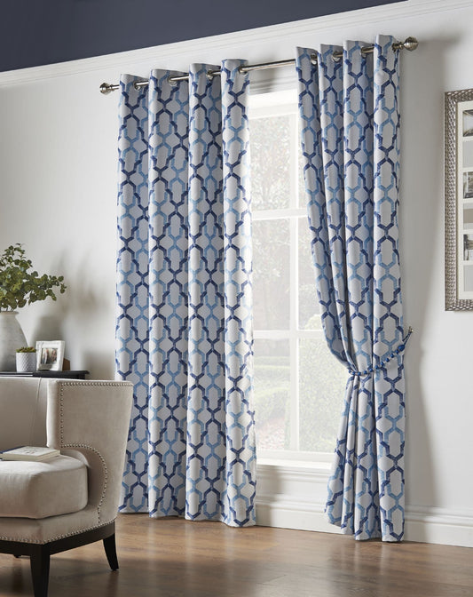 Alan Symonds Georgia Eyelet Curtains - Blue