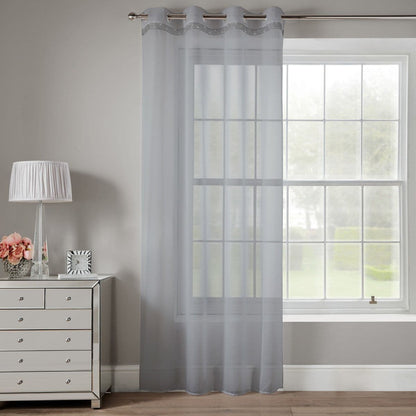 Alan Symonds Glitter Eyelet Voile Panel - Silver