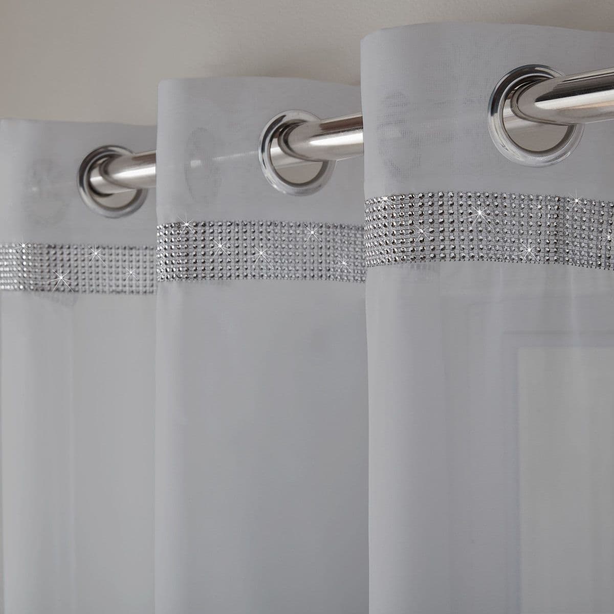 Alan Symonds Glitter Eyelet Voile Panel - Silver