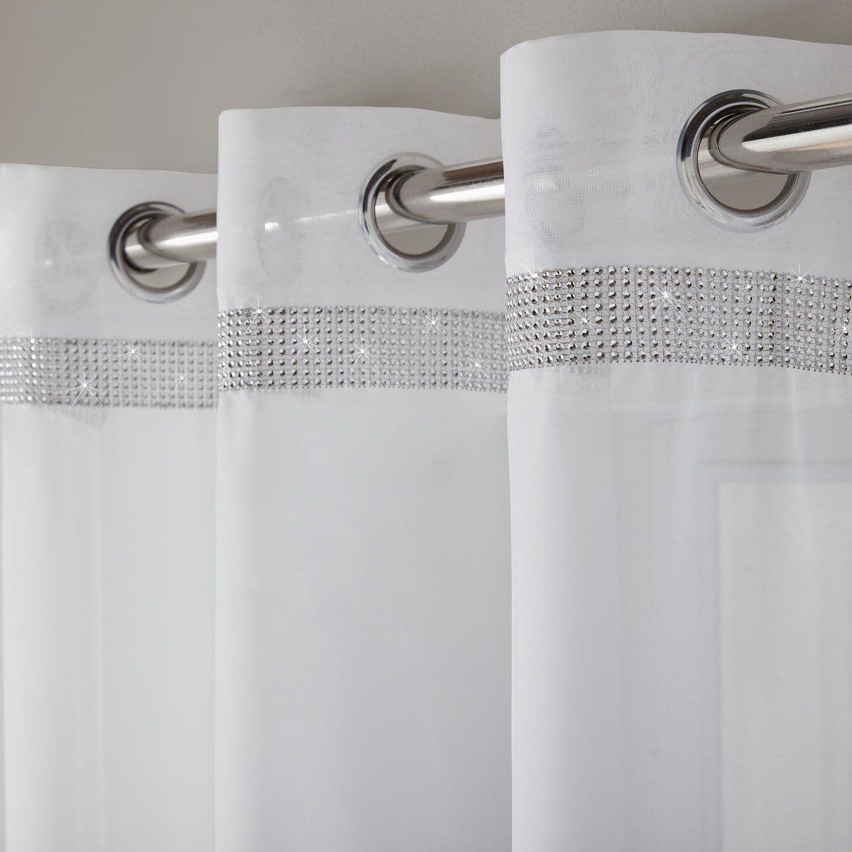 Alan Symonds Glitter Eyelet Voile Panel - White