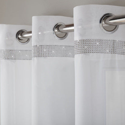 Alan Symonds Glitter Eyelet Voile Panel - White