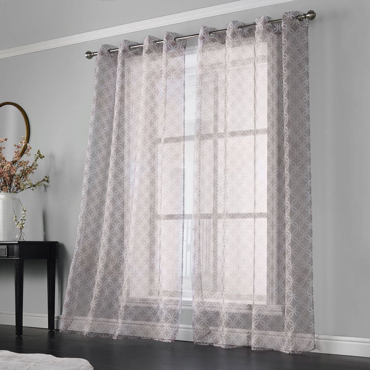 Alan Symonds Harper Eyelet Voile Curtains - Latte