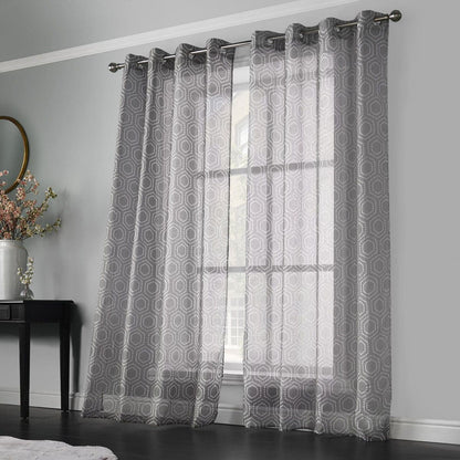 Alan Symonds Helena Eyelet Voile Curtains - Grey