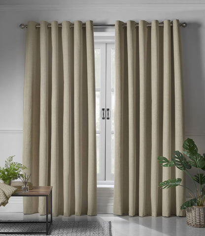 Alan Symonds Linen Look Blackout Eyelet Curtains - Beige