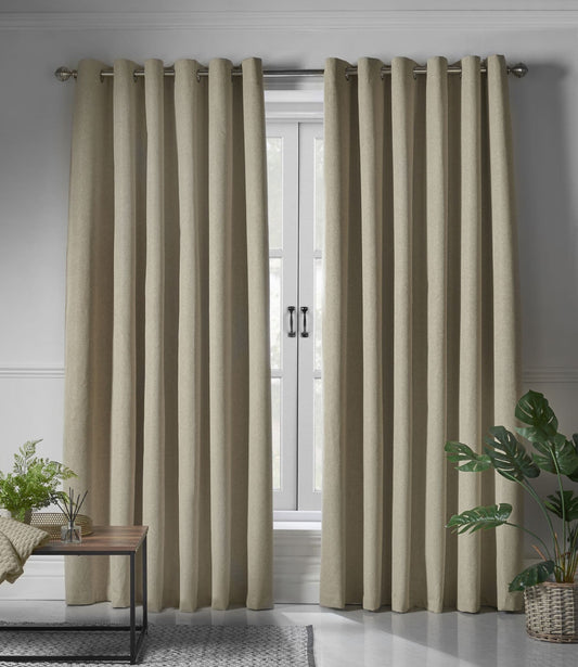 Alan Symonds Linen Look Blackout Eyelet Curtains - Beige