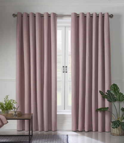 Alan Symonds Linen Look Blackout Eyelet Curtains - Blush