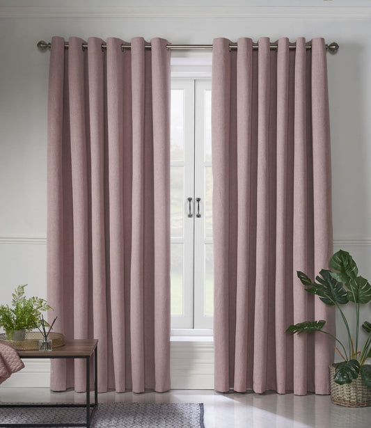 Alan Symonds Linen Look Blackout Eyelet Curtains - Blush