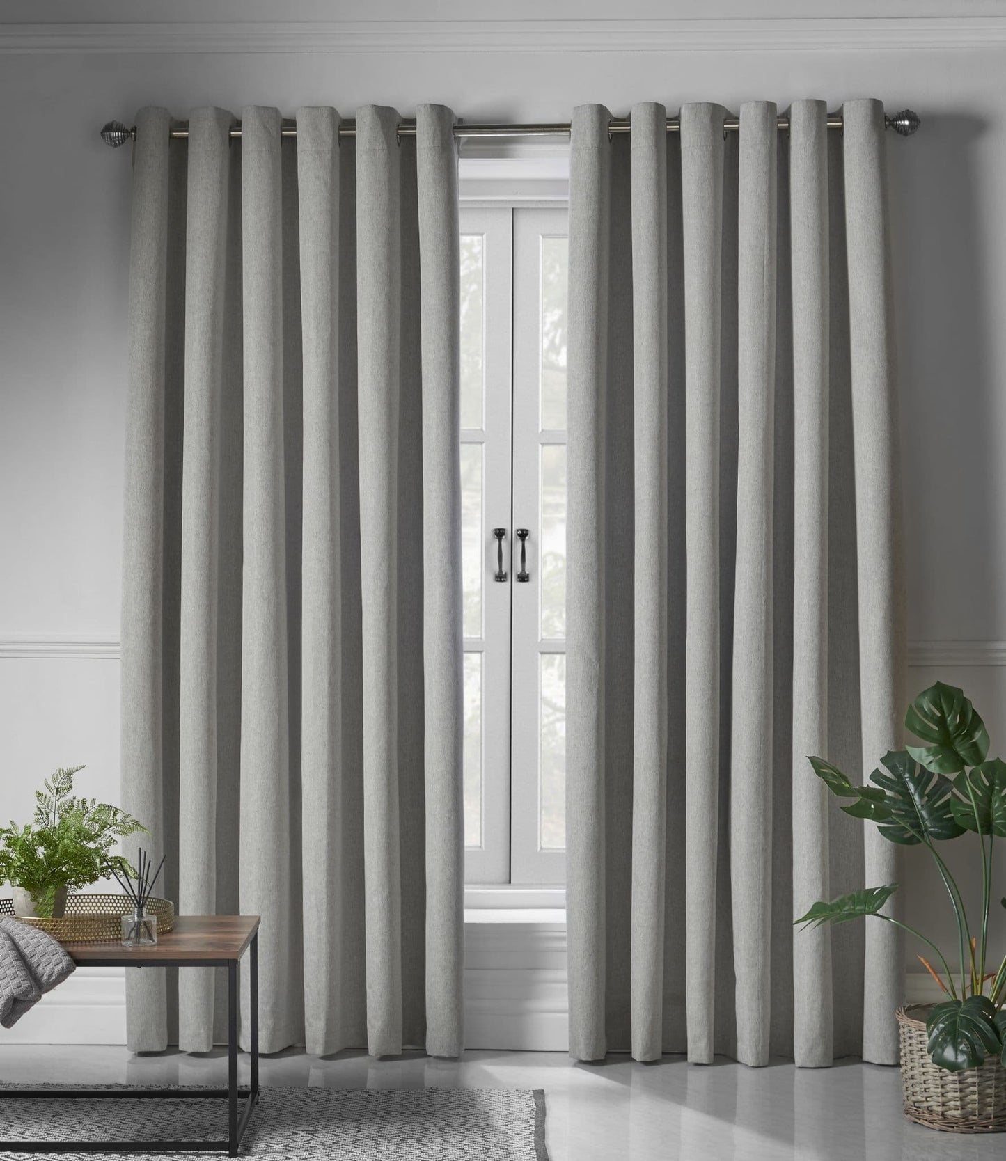 Alan Symonds Linen Look Blackout Eyelet Curtains - Slate