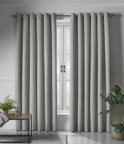 Alan Symonds Linen Look Blackout Eyelet Curtains - Slate