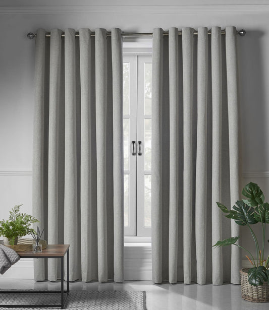 Alan Symonds Linen Look Blackout Eyelet Curtains - Slate