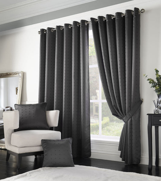 Alan Symonds Madison Eyelet Curtains - Charcoal