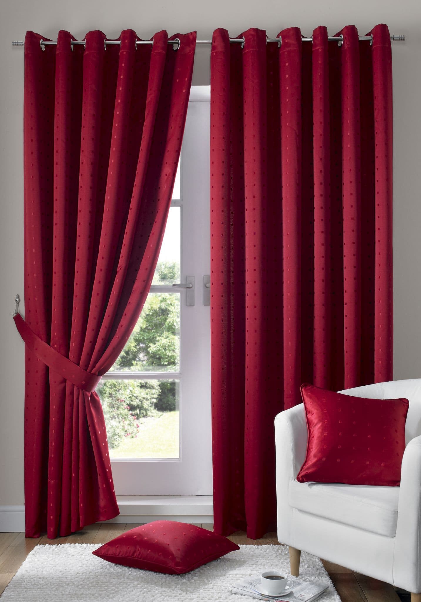 Alan Symonds Madison Eyelet Curtains - Red