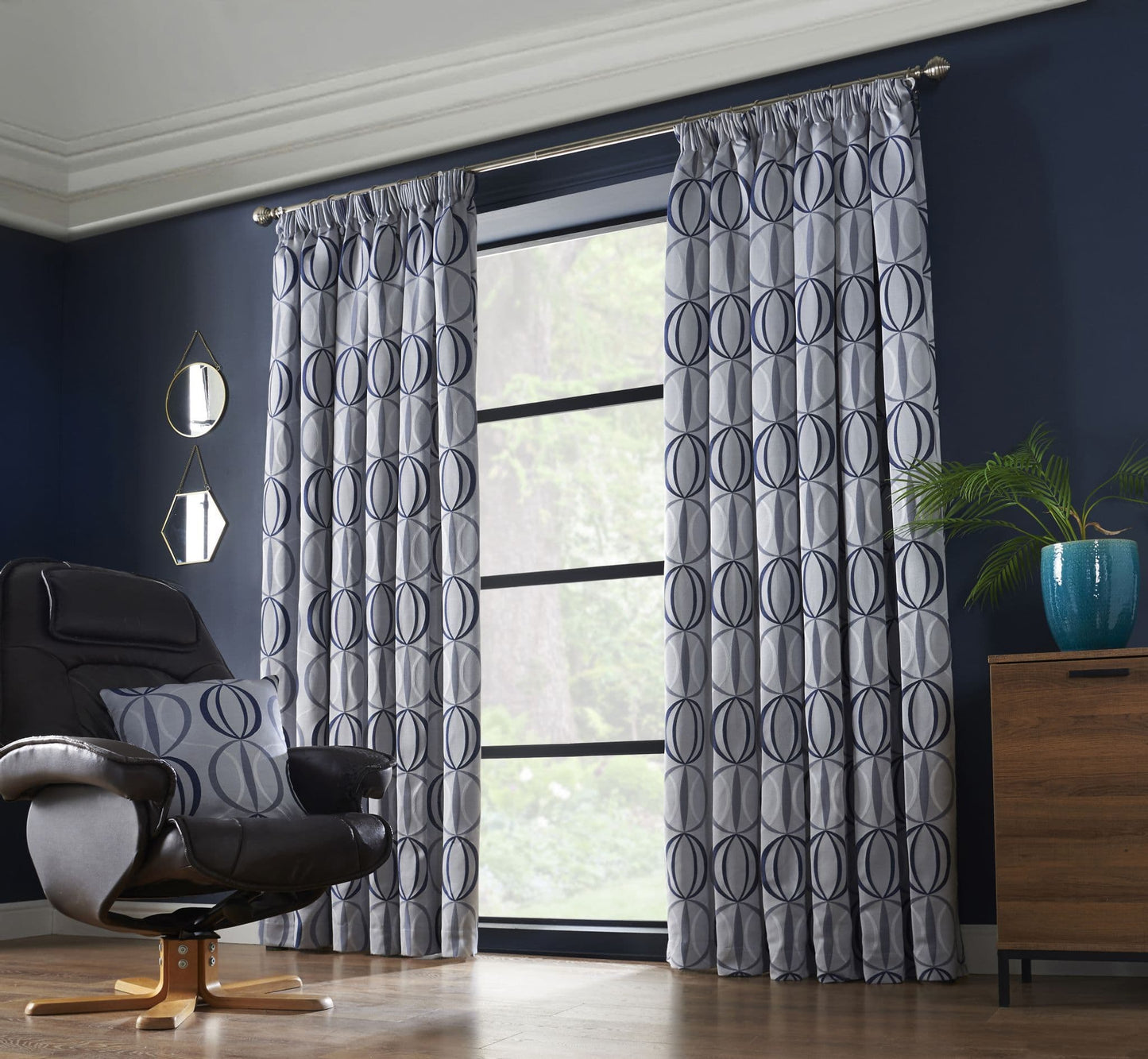 Alan Symonds Omega Pencil Pleat Curtains - Navy