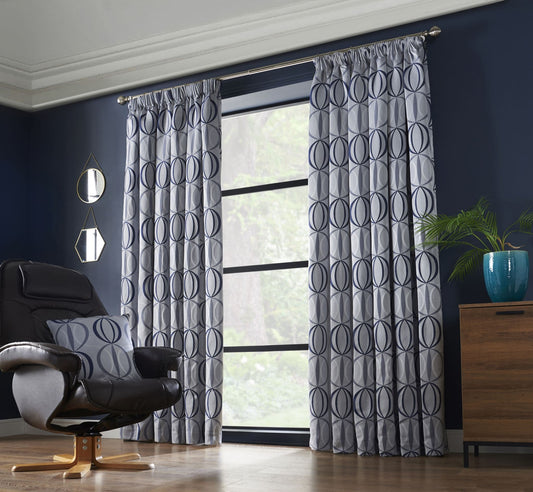 Alan Symonds Omega Pencil Pleat Curtains - Navy