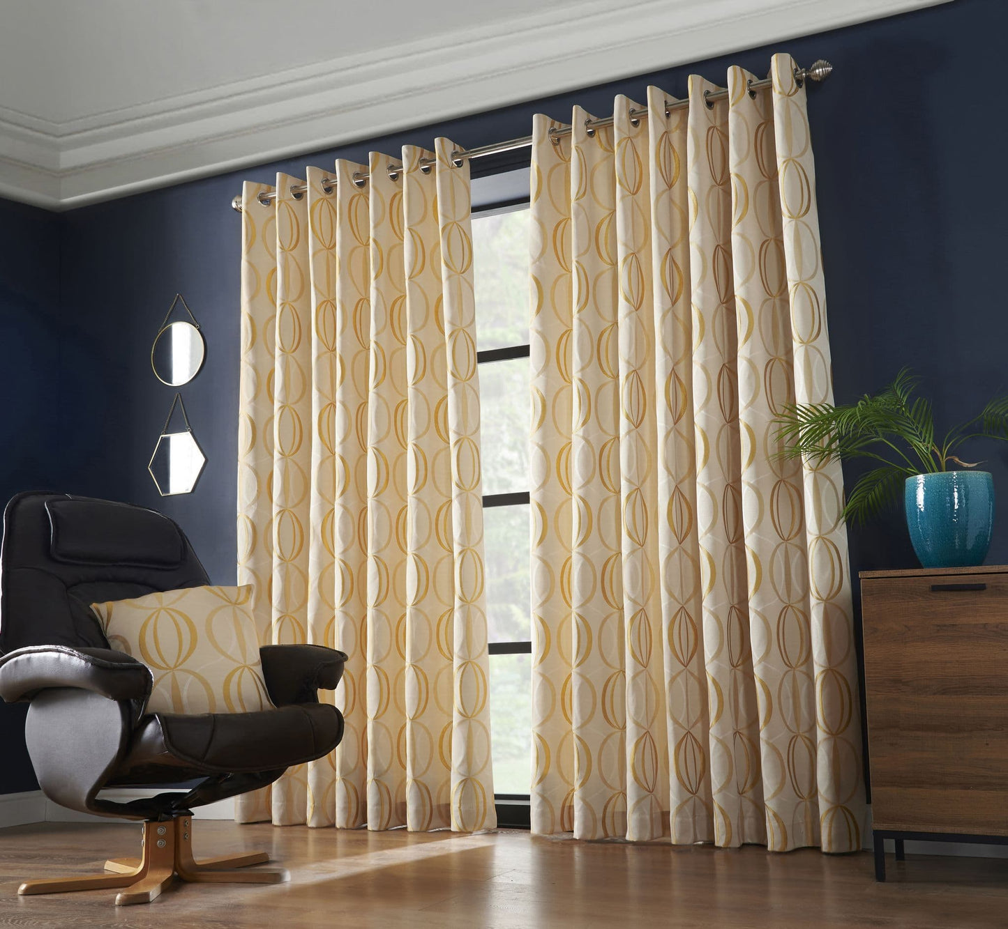 Alan Symonds Omega Eyelet Curtains - Ochre