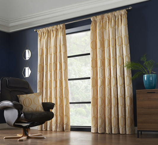 Alan Symonds Omega Pencil Pleat Curtains - Ochre