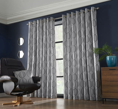 Alan Symonds Omega Eyelet Curtains - Silver