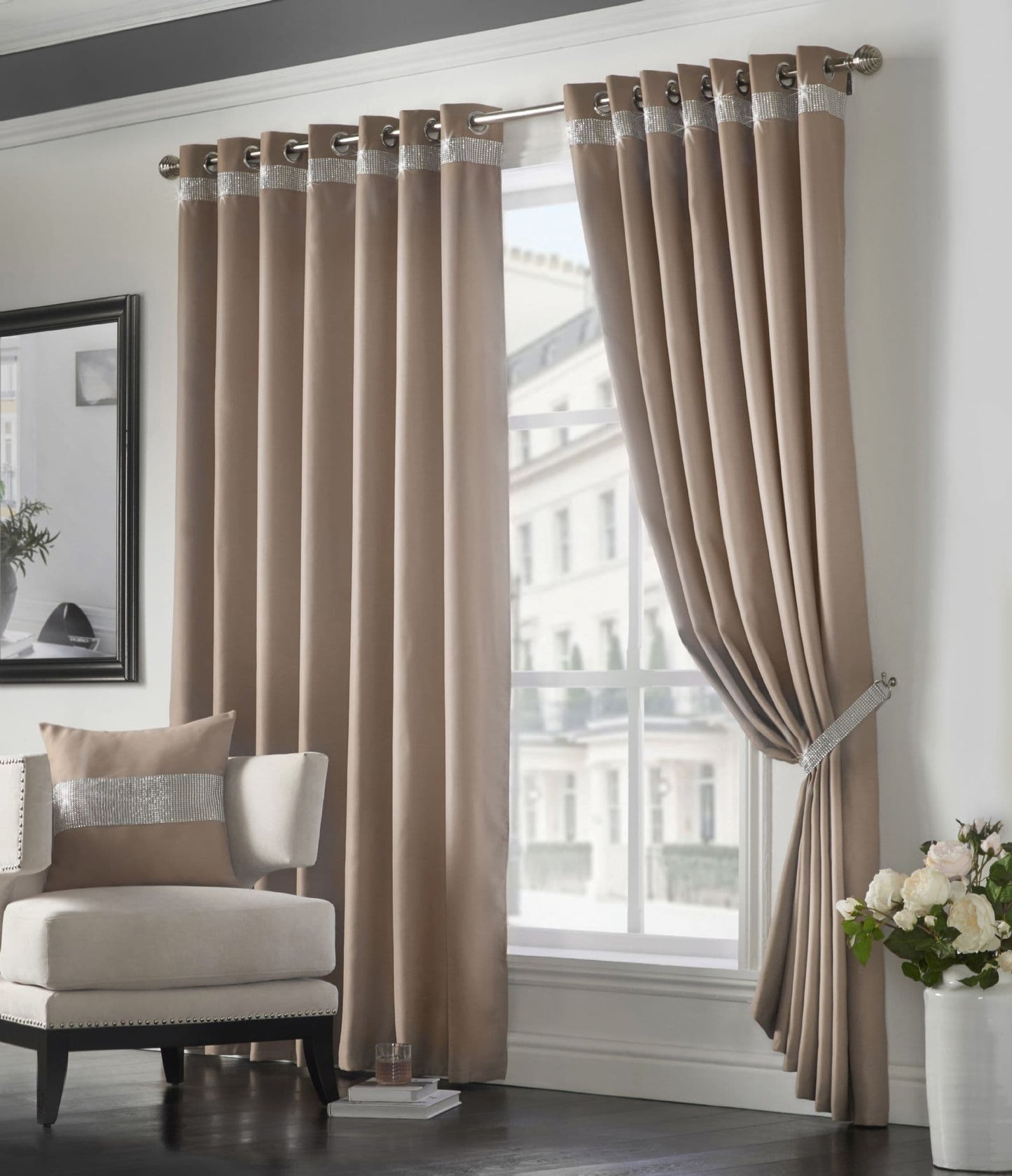 Alan Symonds Palace Eyelet Curtains - Beige