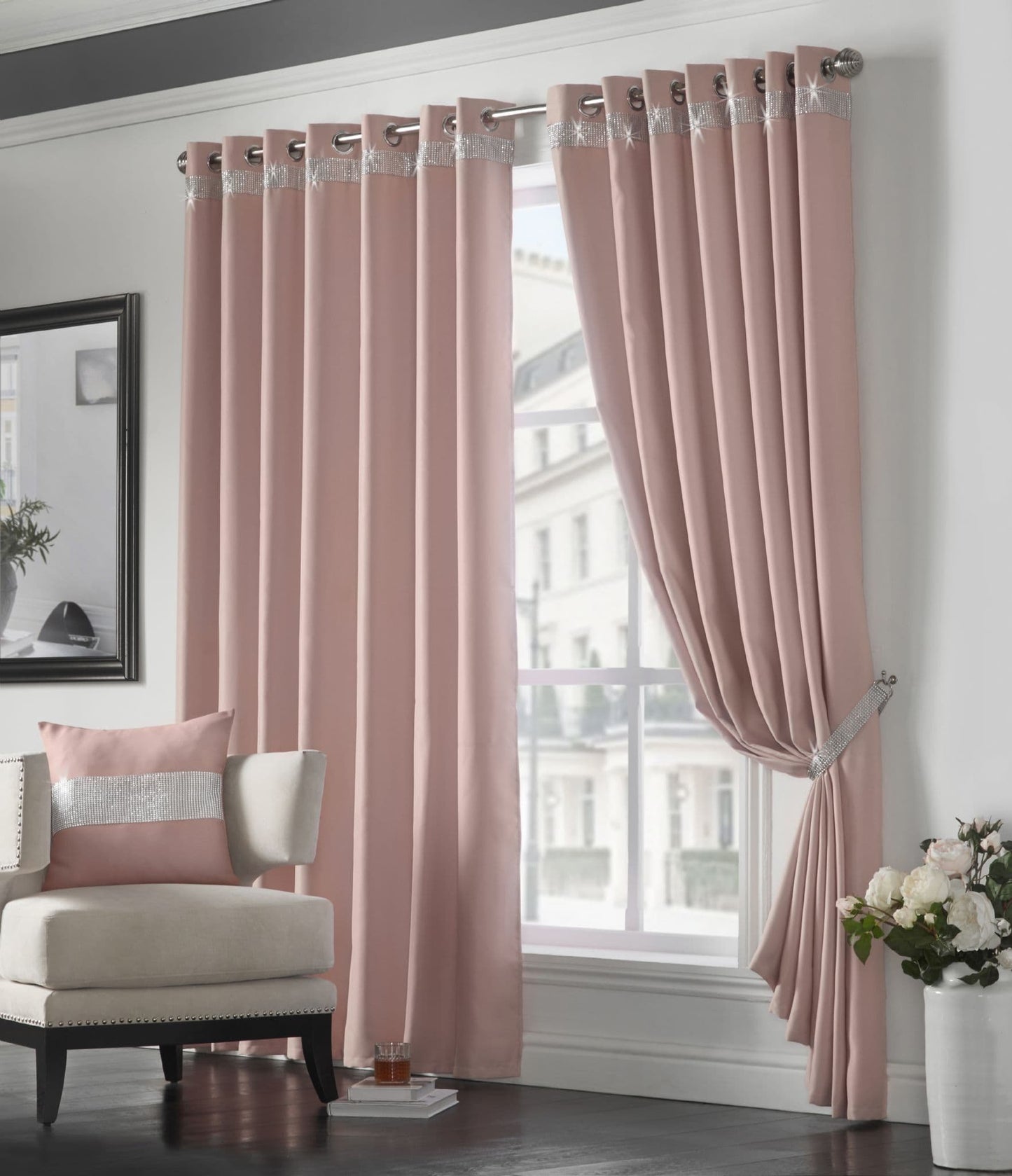Alan Symonds Palace Eyelet Curtains - Blush
