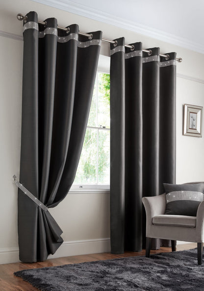 Alan Symonds Palace Eyelet Curtains - Charcoal
