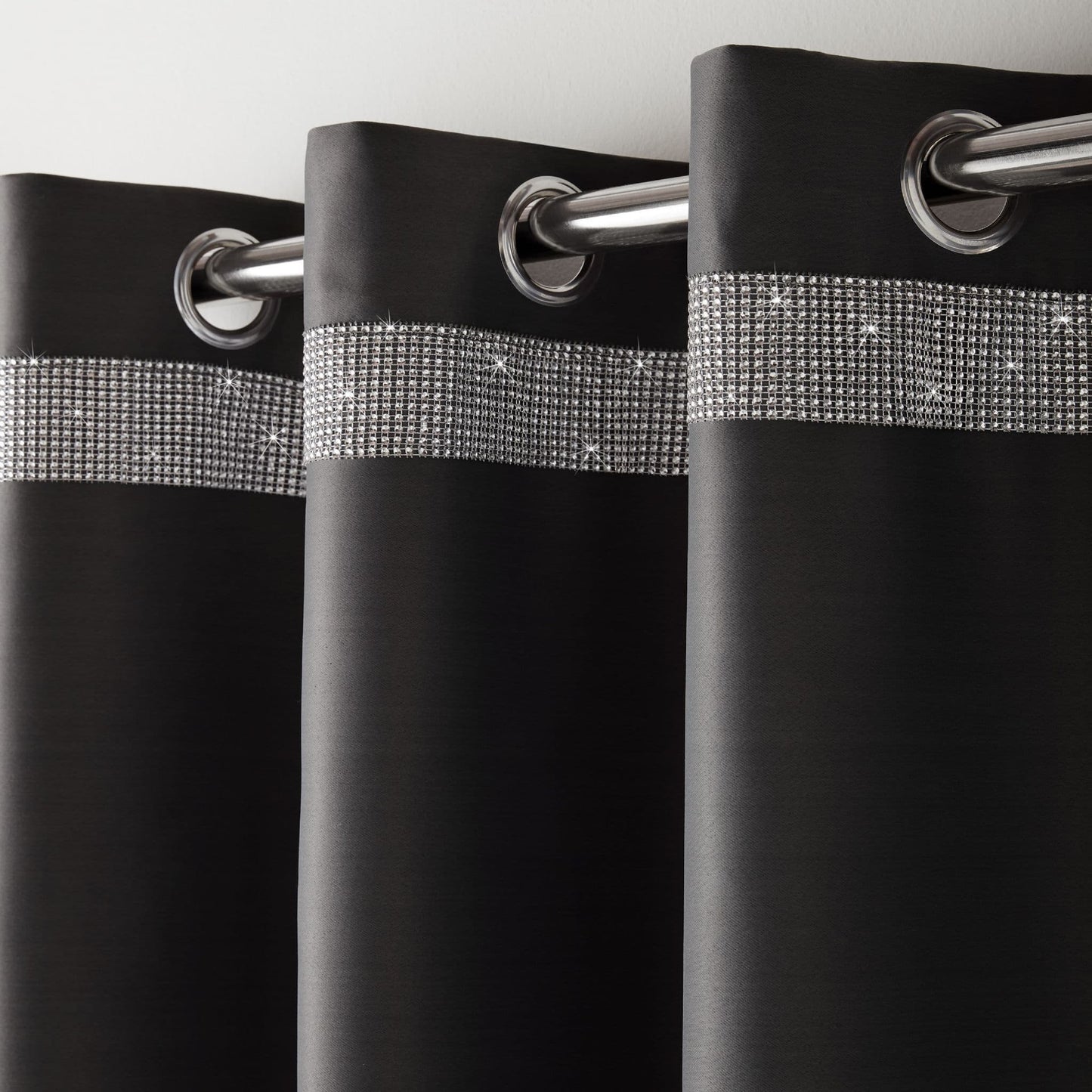 Alan Symonds Palace Eyelet Curtains - Charcoal