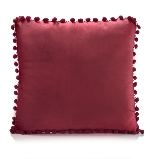 Alan Symonds Poms Filled Cushion - Burgundy