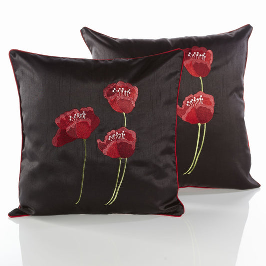 Alan Symonds Poppies Filled Cushion - Black
