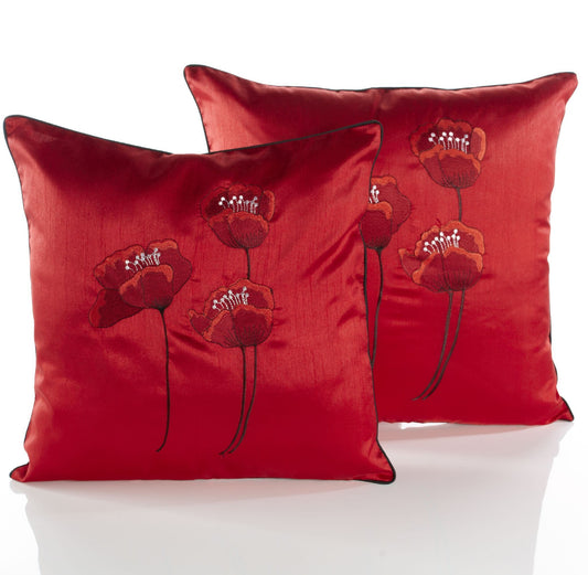 Alan Symonds Poppies Filled Cushion - Red