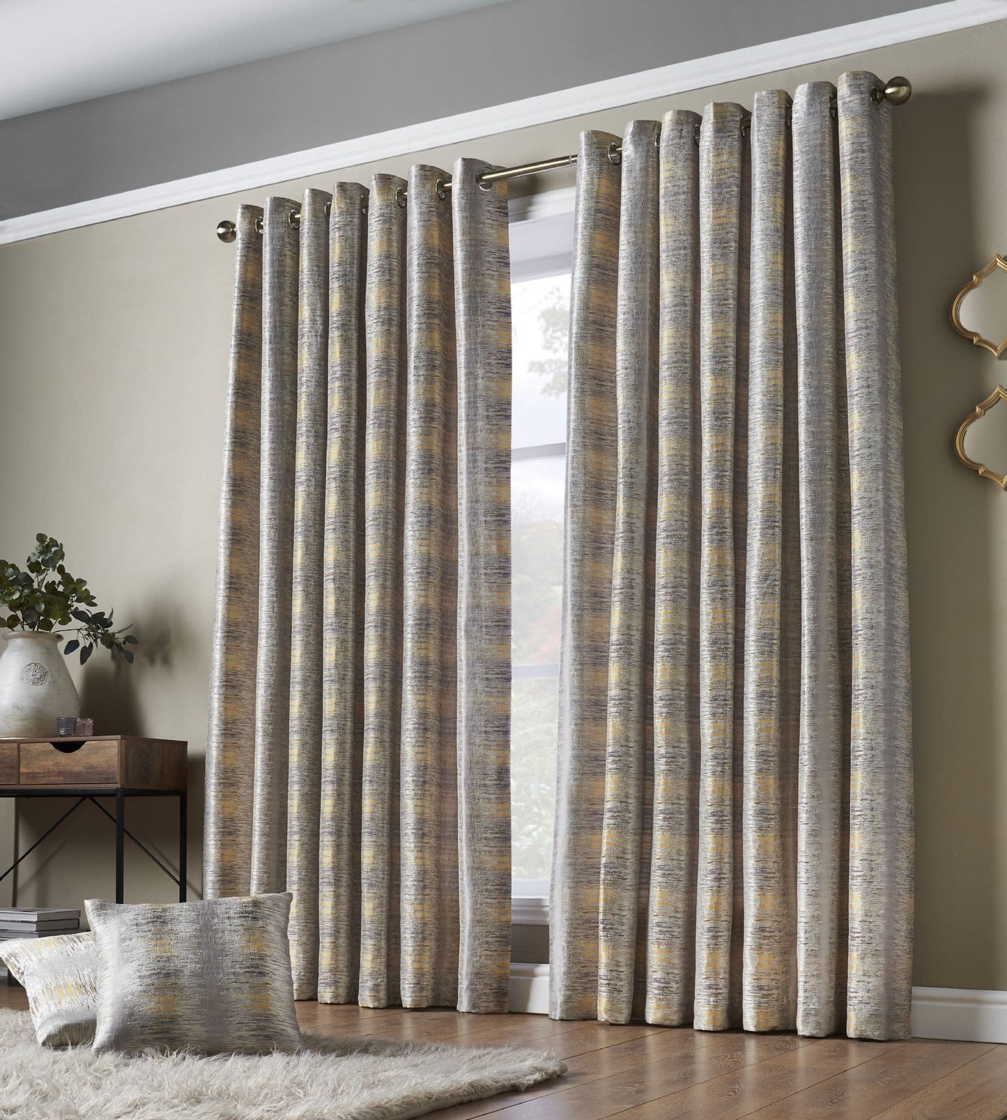 Alan Symonds Reflections Eyelet Curtains - Ochre