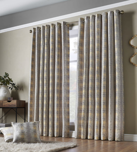 Alan Symonds Reflections Eyelet Curtains - Ochre