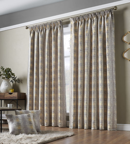 Alan Symonds Reflections Pencil Pleat Curtains - Ochre