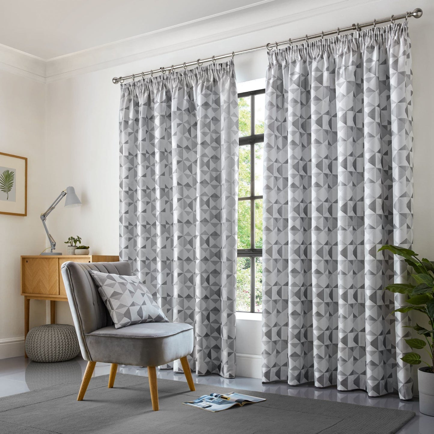 Alan Symonds Skandi Pencil Pleat Curtains - Silver