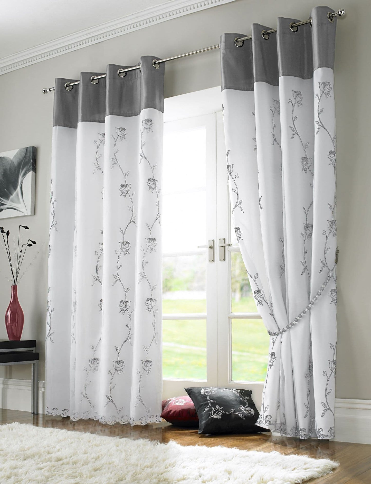 Alan Symonds Tahiti Eyelet Curtains - Silver