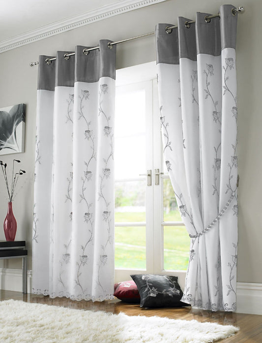 Alan Symonds Tahiti Eyelet Curtains - Silver