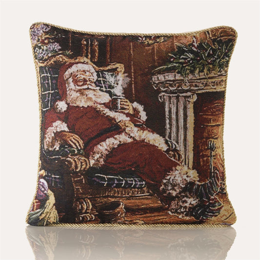 Alan Symonds Tapestry Filled Cushion - Sleeping Santa